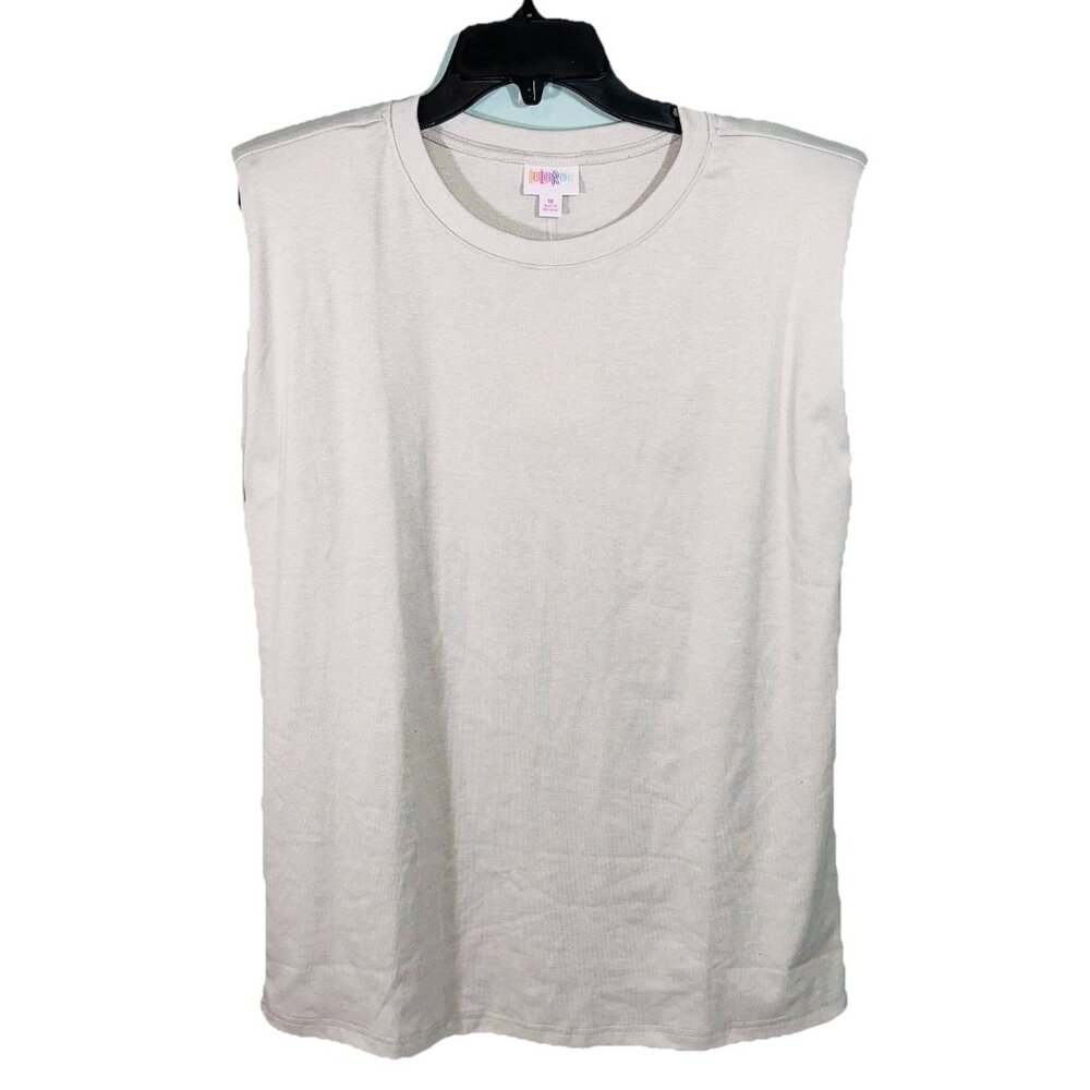 NWT Lularoe Kari Muscle Tank Top Shoulder Pads Light Grey Soft Sz M